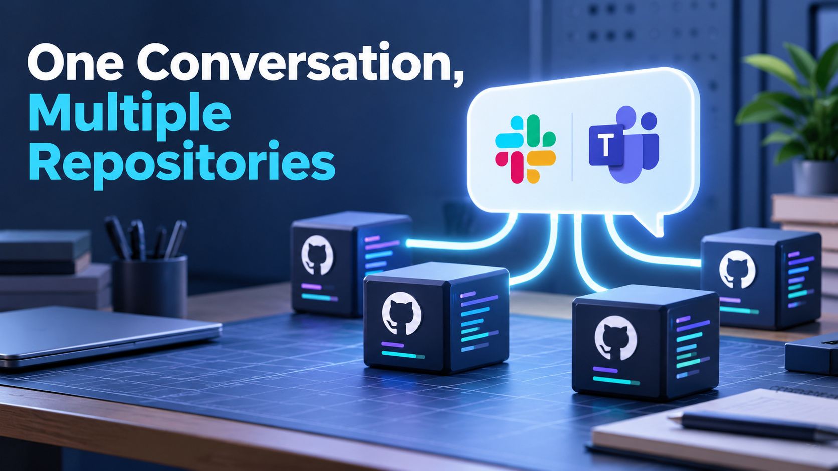 News card: GitHub adds multi-repository work in Slack and Teams